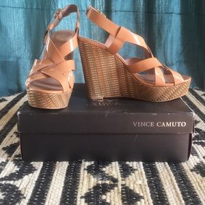 Vince Camuto Beige/Pink Wedges - Size 10